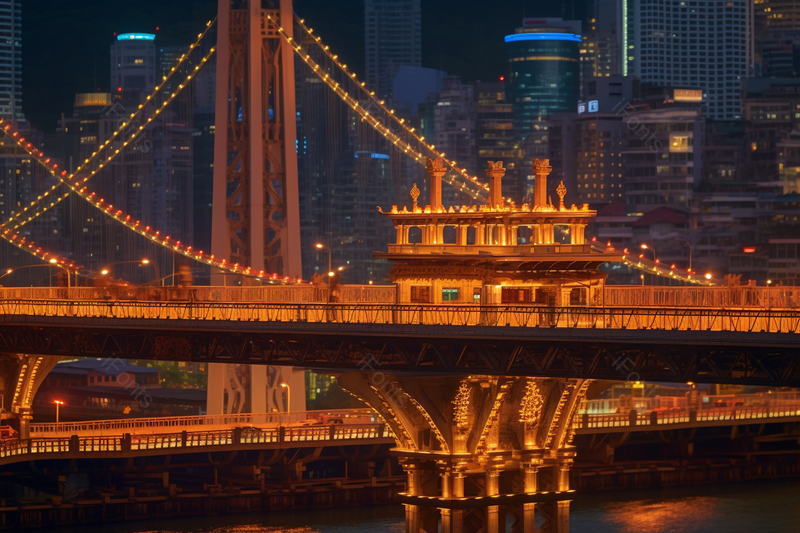黑色梦幻的城市建筑夜景清晰的摄影图高清的图片夜晚大桥灯光,高清,摄影图,摄影图片,图片大全,摄影图免费下载